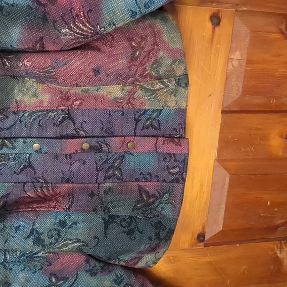 LANA SPORT* tie dye long sleeve collared small front metallic embroidered jacket - Picture 6 of 13